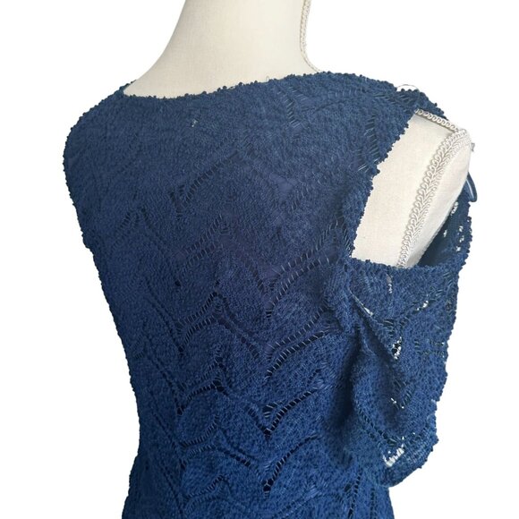 1STATE Navy Blue Lace Cold Shoulder Dress Size Small - Picture 4 of 5